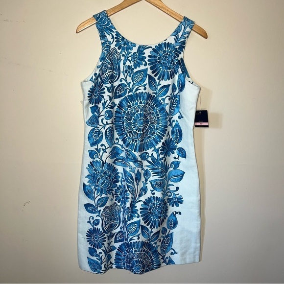Just…Taylor NWT Halter Dress Pop Hopsak Medallion Leaf Blue Cotton Size 10 - Picture 9 of 14